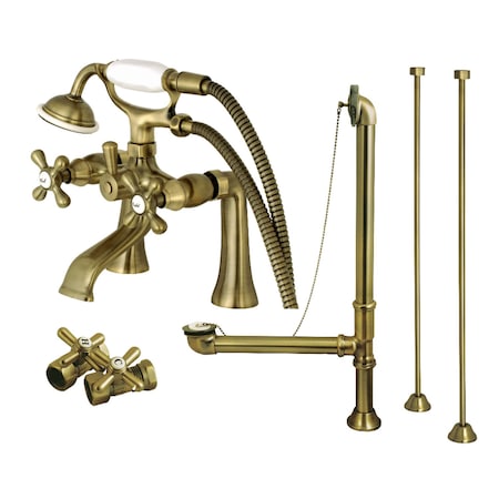 Kingston Brass Clawfoot Tub Faucet Packages, Antique Brass, Deck Mount CCK268AB
